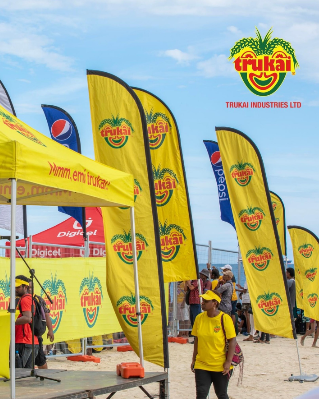 We had the privilege of working with Trukai Industries Ltd to supply their branded flags, marquees, fence scrim & t-shirts for the 2024 Hiri Moale Festival!